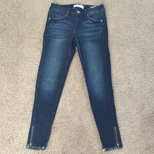 KanCan Dark Blue Skinny Jeans with Ankle Zippers Size 24